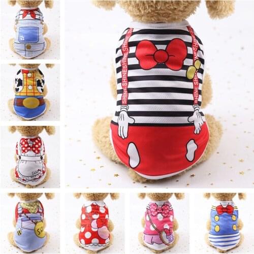 Cotton Pet Clothing Spring and Summer Breathable Dog Clothes Cute Printed Puppy Dog Vest T-shirt for Small & Medium Dogs XS-XL