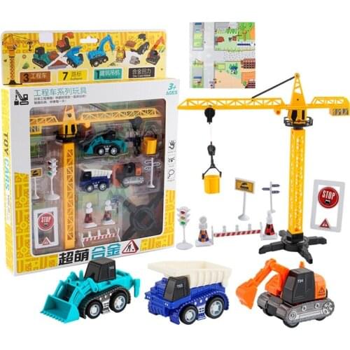 Simulate Model Car Fire Brigade Ladder Lifting Dismounting Excavator Crane Q6PD