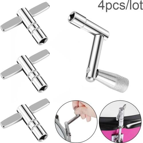 4pcs/lot Drum Head Tuning Wrench with 3pcs T Shaped 5.5mm Square Mouth Universal Drum Key + 1pc Z Shaped Quickly Disassemble