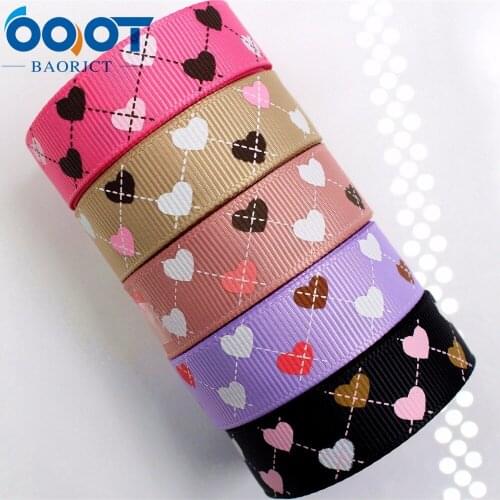 OOOT BAORJCT 175066 16mm 10yard Love Ribbons Thermal transfer Printed grosgrain Wedding Accessories DIY handmade material