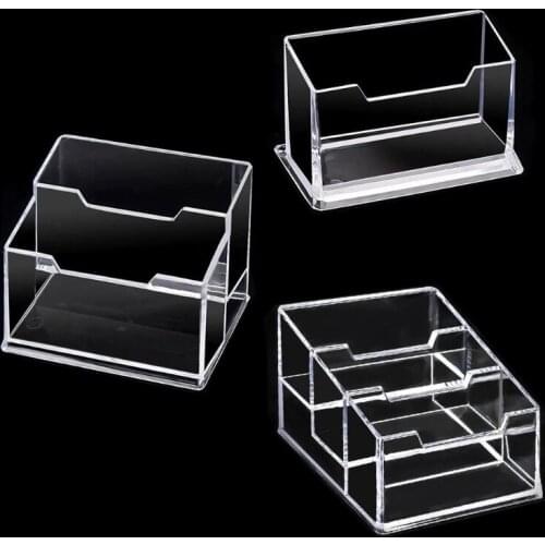 Multi-purpose Desk Business Card Name Holder Clear Name Card Organizer Holder 3 Inclined Card Slots 210-Card Capacity