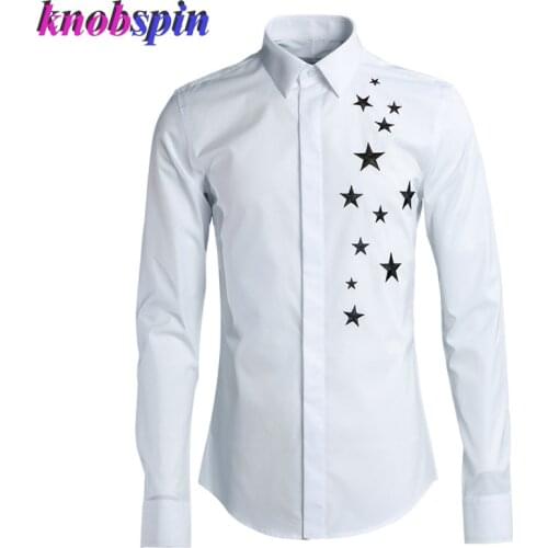 Brand Business Male Dress Shirt 2019 Fashion Five-Star Embroidery Slim Casual Chemise homme long sleeve 80% Cotton Shirts men