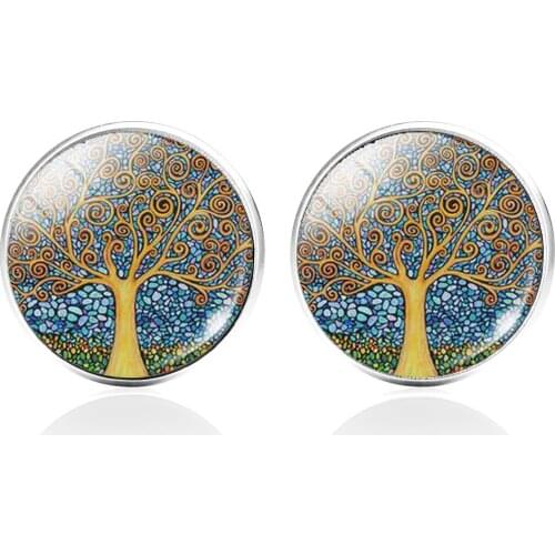 New Arrive Mens Shirt Cufflinks Alloy Glass Men Button Cuff Links For Wedding Party Tree Of Life Sleeve Shirt Cufflinks