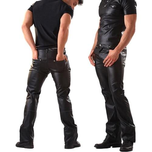 Mens Lingerie Wetlook Slim Fit Shiny Patent PVC Leather Latex Nightclub Party Club Pole Dance Pants Leggings Gay Fetish Trousers