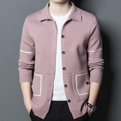 2021 Spring Autumn Sweater Mens Cardigan Slim Fit Jumpers Knitted Overcoat New Casual Men Lapel Sweater Coat Male Sweaters E202