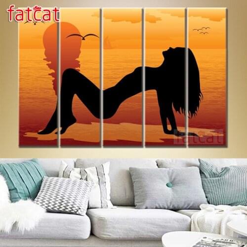 FATCAT Abstract sexy woman 5d diy diamond painting full square round drill diamond embroidery large triptych kits decor AE2702