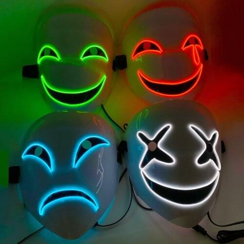 2021 New Creative LED Halloween Clown Glow Mask White Green Blue Red Crying Smile Clown Glowing Mask Cosplay Mask