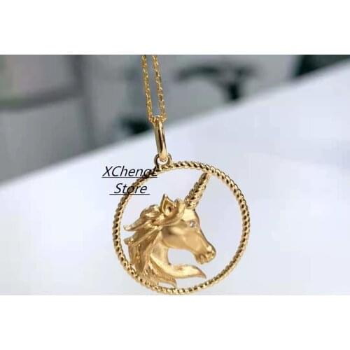 New fashion 18k/au750 real gold diamond unicorn-style pendant necklace jewelry for lady&wedding&party&life wear
