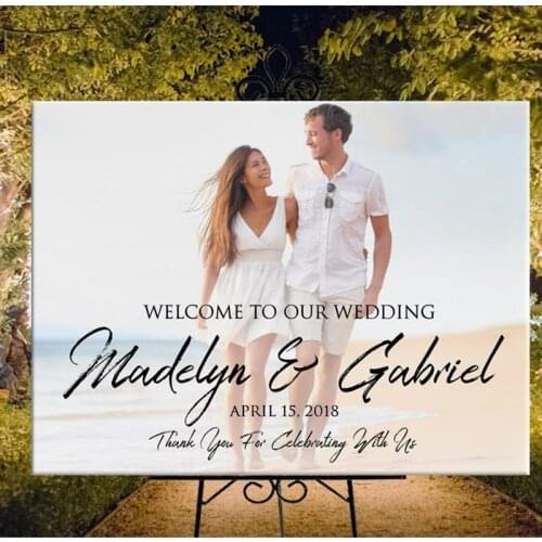 Photo Welcome Sign,Wedding Photo Printable, Personalized Rustic Welcome Sign for Wedding Birthday Decoration,Stand not Included