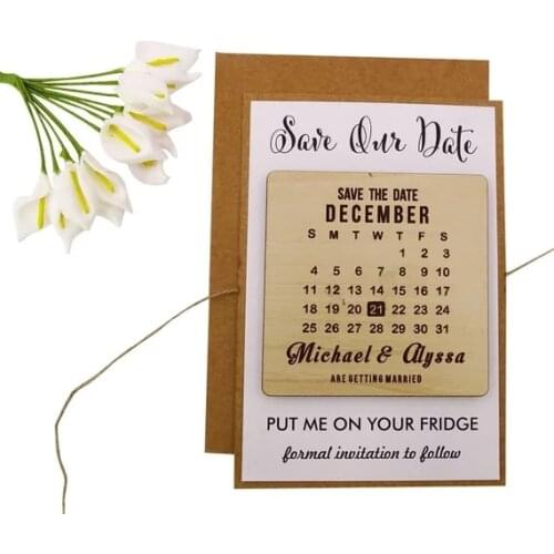 Personalize names date engraved Wooden Card save the date Wedding invitations Magnets,Save The Date Magnet, Wedding favors