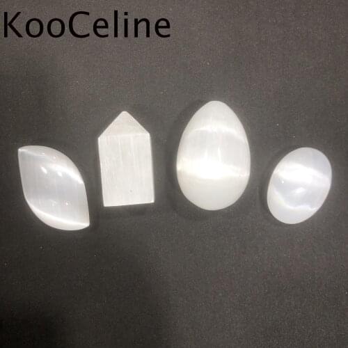 Natural Crystals Quartz Selenite Egg Oval Shape Energy Reiki Stones Home Office Aquarium Decoration Accessories Gemstone