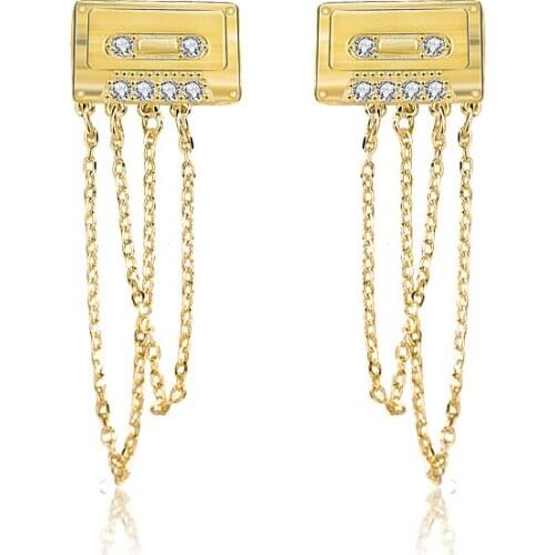 S925 Sterling Silver Earrings Female Fashion Design Sense Gold Color and Platinum Color Tassel Earrings