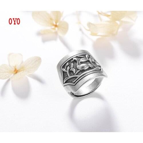 Retro S925 silver index finger ring female temperament opening