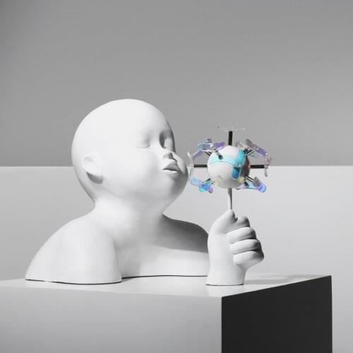 Modern Abstract Figure Blowing Dandelion Statue Decor For House Office Hotel Household Act Resin Handicraft Furnishing Articles