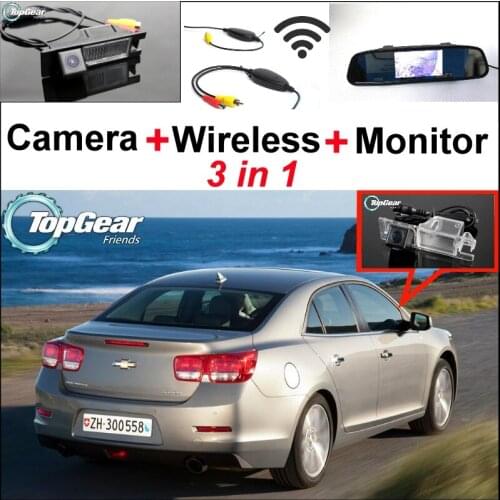 3 in1 Special WiFi Rear View Camera + Wireless Receiver + Mirror Monitor EASY DIY Parking System For Chevrolet Malibu 2012~2014