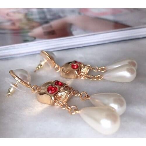 Vintage Skull Head Earrings in Brass with Gold Plated Skull Head Earrings