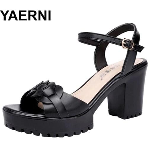 YAERNI Ladies Wedges Woman Genuine Leather High Heels Dress Summer Female Platform Shoes 2021 Trend Fashion Women Beach Sandals