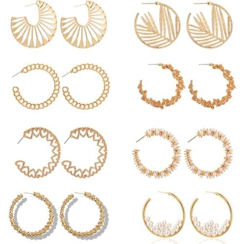 Tocona Punk Style Metal Gold Hoop Earrings for Women Round Circle Geometric Drop Earrings Stainless Steel femme Jewelry 2019