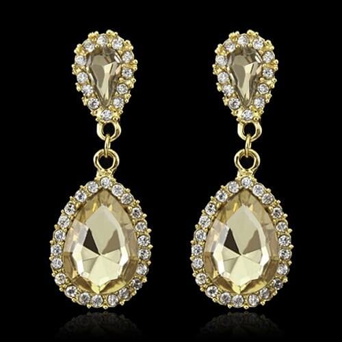 Bluelans Women Deluxe Waterdrop Crystal Rhinestone Dangle Earrings Wedding Bridal Jewelry