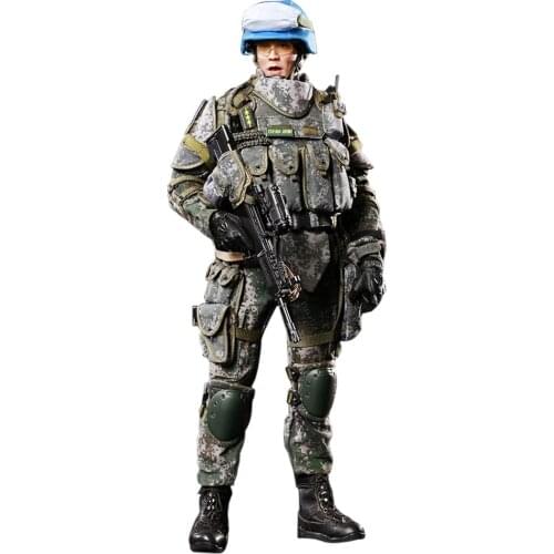 1/6 Scale Movable FLAGSET Chinese Soilder Action Figure 12'' Collectable Military Soldier Model Set Toys- Blue Helmet Warriors