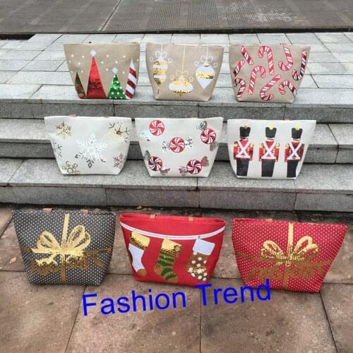 10pcs/lot hot selling monogram Christmas tote bag sequins embroidery santa fashion women handbags wholesale personalize tote bag