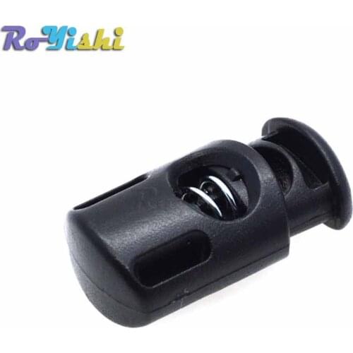100pcs/pack Plastic Barrel Spring Cord Locks Stoppers Toggles Black 27mm*14mm*10mm