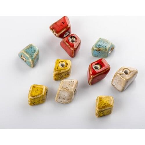 20# 10pcs Irregular Shape Colorful Porcelain Beads For Jewelry Making China DIY China Ceramics Material #MY309