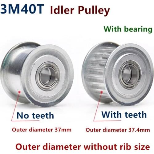 40 Teeth 3M Idler Pulley Tensioner Wheel Bore 5/6/7/8/10/12/15mm with Bearing Guide 3M synchronous Gear HTD3M 40teeth 40T