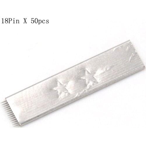 50pcs 18pin 2/two stars eyebrow tattoo manual permanent makeup needles microblading blades for sale