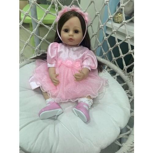 55CM bebe girl reborn toddler baby doll full body soft silicone waterproof bath toy Christmas Gift high quality rooted hair