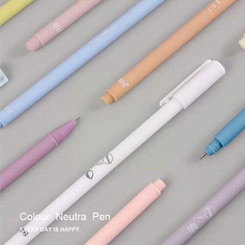 6pcs/set Creative Cute Morandi Simple Small Fresh Pen Kawaii Pen Journal Drying Neutral Pen Boxed Supply Cap Gradient Quick F3V8