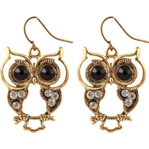 Alli express my order turkey Special store party diamante bronze cute owl hollow hanging earring earing from india