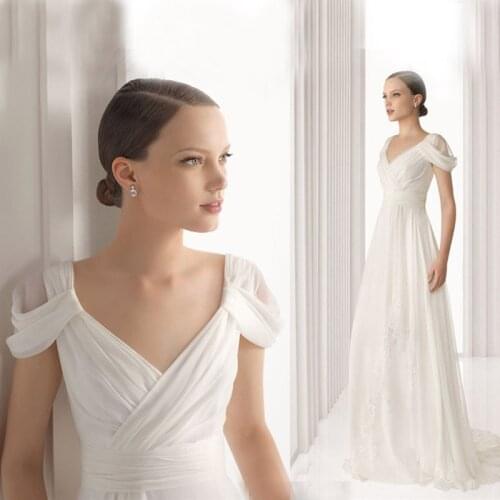 Free shipping 2021 new fashion vestido de festa long lace chiffon short sleeve elegant formal evening Bespoke Wedding Dresses