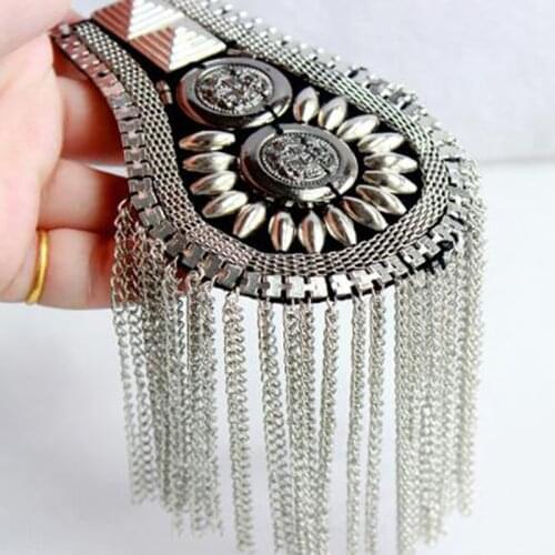 British Style Brooch Small Suit Shoulder Strap Multi Tassel Rivet Epaulet Epaulette Shirt Singer Compere Stage Jewelry