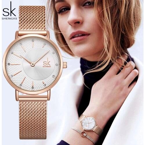SHENGKE Women Watches Top Brand Luxury Crystal Watch Women Fashion Rose Gold Womens Watches Clock Reloj Mujer Montre Femme