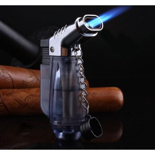 Double Tube Turbo Lighter Visible gas Lighter Spray Gun Lighter Blue Flame Butane Cigarettes Lighters Smoking Accessories