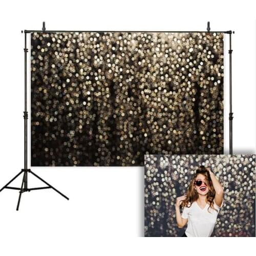 HUAYI Photography Backdrop black gold glitter bokeh shiny photo background birthday wedding prom party photophone photocall