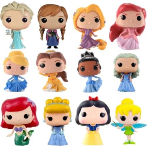 Frozened Ariel Rapunzel Cinderella Tiana Action Figures PVC Model Collection toy girl birthday Christmas Gift