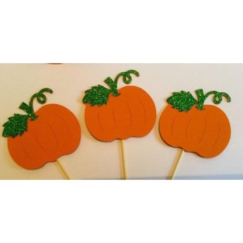 Halloween decor Pumpkin Cupcake Toppers Party Bachelorette birthday Wedding Bridal baby Shower Night food picks