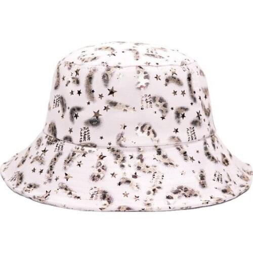LDSLYJR Cotton Fashion Joker Leopard Grain Star Bucket Hat Fisherman Hat Outdoor Travel Hat Sun Cap Hats for Men and Women 428