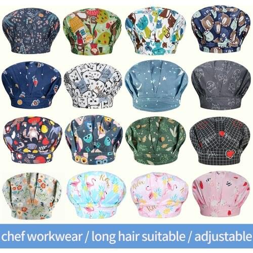 Cotton printing chef hat Restaurant Hotel Workwear Chef cap cafe Bar Waitress Baking Caps Men and Women Breathable kitchen caps