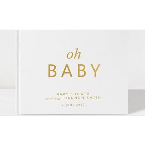 Personalised Baby Shower Guest Book, White and Gold Baby Shower Sign In Ideas cutom Baby Birthday Colour Choices Available