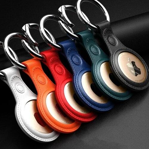 Leather Protective Sleeve Case for Airtags Air Tags Aircovered Locator Tracker Anti-lost Device Hangable Keychain For Air Tag