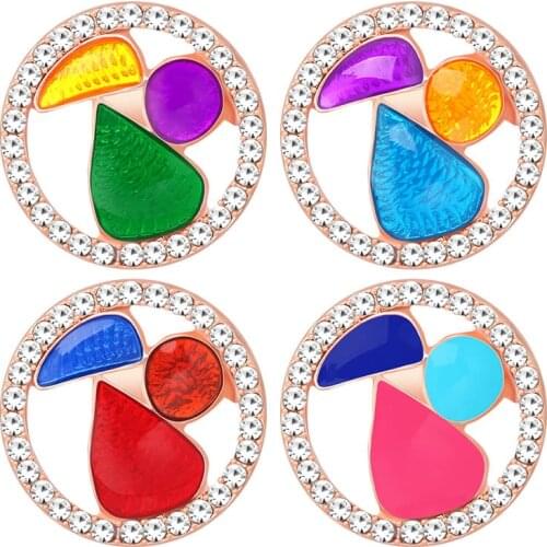 KZ3635 New Beauty Crystal Rim Rose Golden colorful 18MM snap buttons fit 18mm snap bracelet snap jewelry wholesale