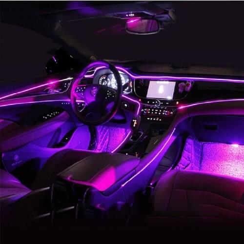 Car Atmosphere Lamp Footwell LED Light Door Bulb App Wireless Control Rbg 64 Color 8m Fiber Bluetooth Connection Rhythm 18 In 1