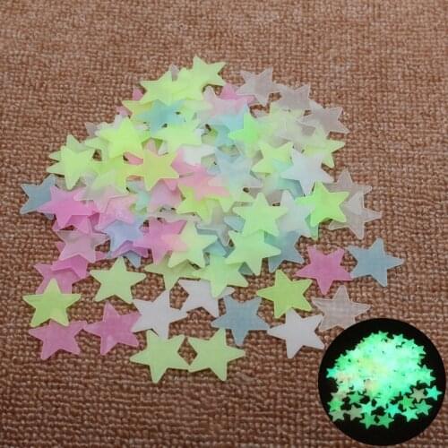 50pcs 3D Stars Glow In The Dark Wall Stickers Luminous Fluorescent Wall Stickers For Kids Baby Room Bedroom Ceiling Home Decor