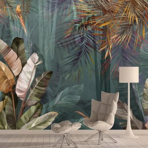 Tropical Forest Leaf Green Wall 3d Wallpapers for Living Bed Room Walls Papers Home Decor Paper Murals 3d Peel and Stick Rolls