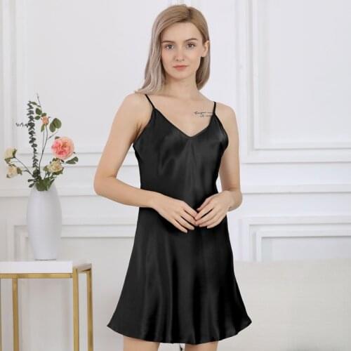 Summer simple 100% silk sleepdress woman Candy color sleeveless sexy night dress noble pure color sleep dress for women D3656
