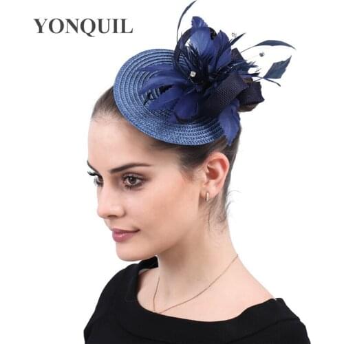 Charming Wedding Fedoras Ladies Party Hat Fascinator Imitation Straw Headwear Clips And Feathers Church Elegant Hats For Women