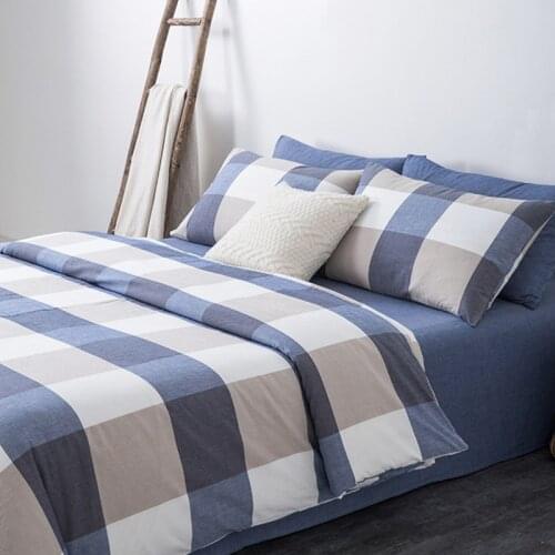 Pure Cotton Solid Color Quilt Cover Single Piece Quilt Cover Student Bedding Bedding Simple washed cotton Teen checkered quilt